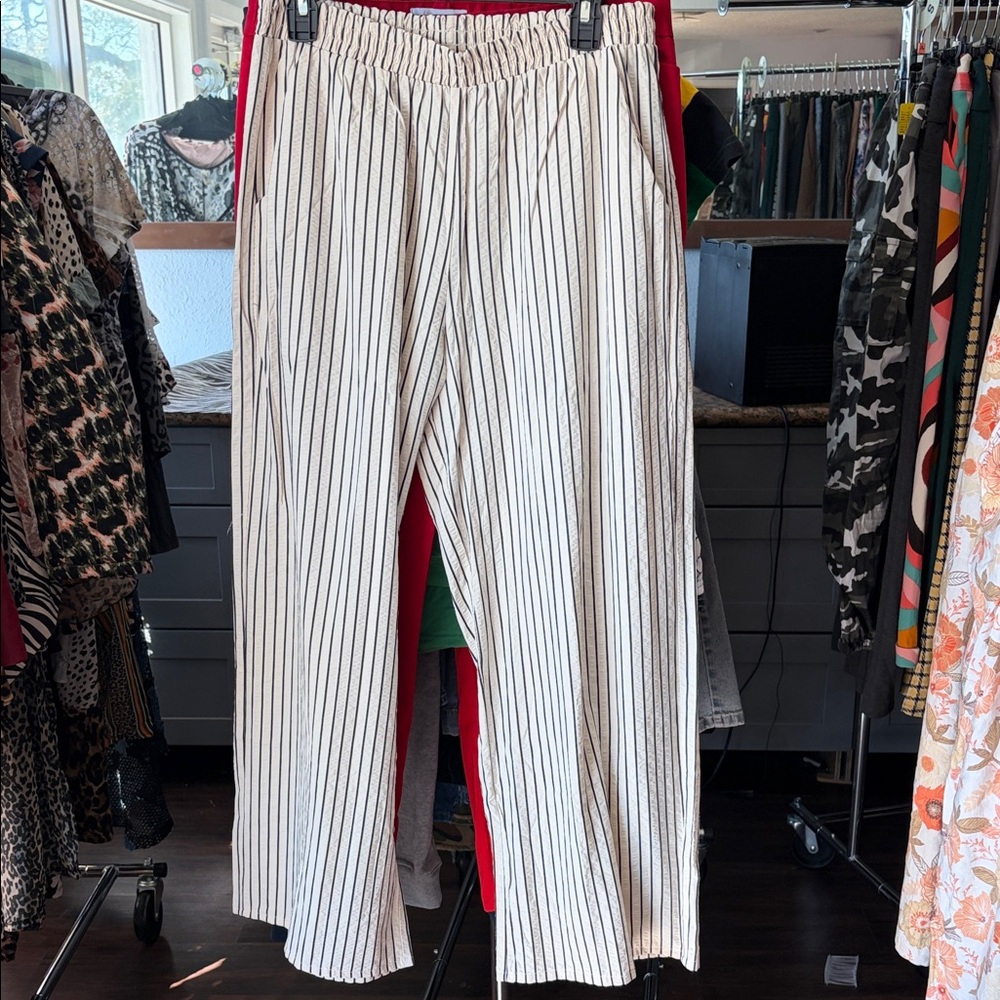 Striped White and Black Pants